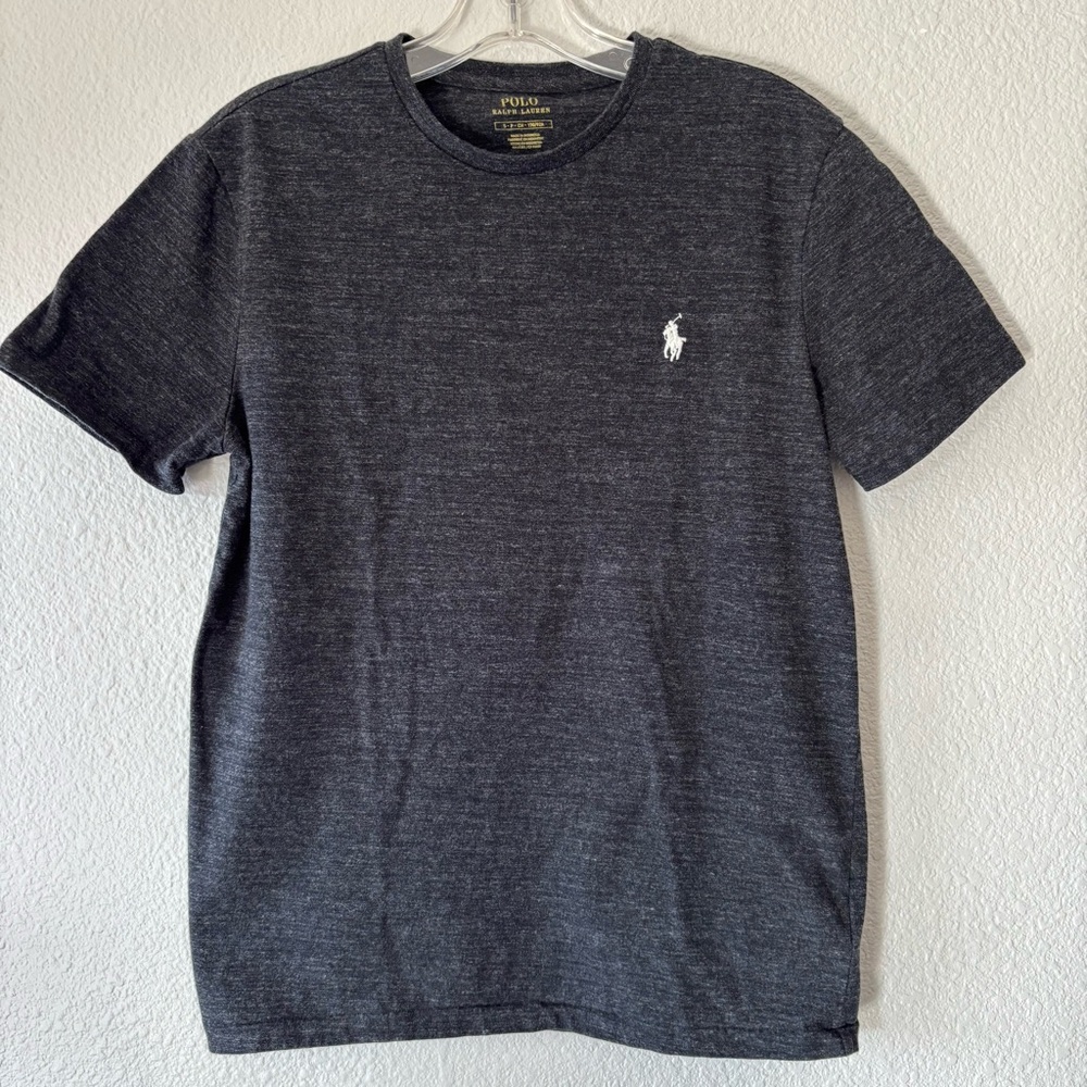 Polo Ralph Lauren Womens Heathered Black T-shirt Top Size Small Pony Logo Preppy